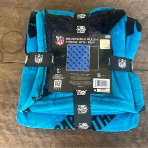 Carolina Panthers NFL Reversible Plush Throw With Faux Fur 50"×60" Brand New
